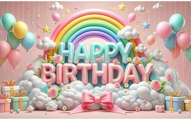 태쓰 생일 파티 현수막 남아 여아 엄마 아빠 생일 배너 2, 핑크리본