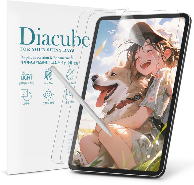 다이아큐브 아이패드 11세대(A16) 27.6cm 저반사 사각사각 종이질감 항균 블루라이트차단 액정보호필름 2매, 2개입