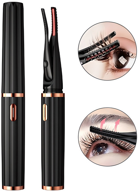 Routop 집게형 속눈썹 고데기 3단계 온도 조절 USB 고속 충전 온도 표지, 블랙