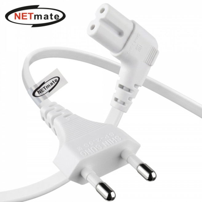 넷메이트 2구 8자 AC 파워코드 전원케이블 0.6m 꺾임형 화이트 NMP-KPC806WA 국내제작 250V 2.5A 0.75mm x 2C, 1개