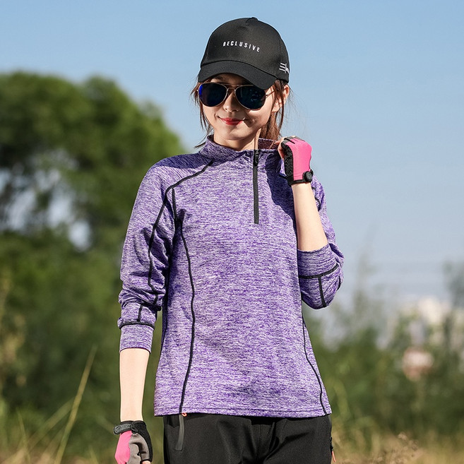 秋冬季超彈性情侶長袖排汗衫 立領排汗衣女登山服健身速乾衣