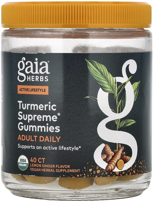 가이아허브 강황 수프림 성인용 데일리 구미젤리 비건 구미젤리 40개, 6개, 40정 - 쿠팡