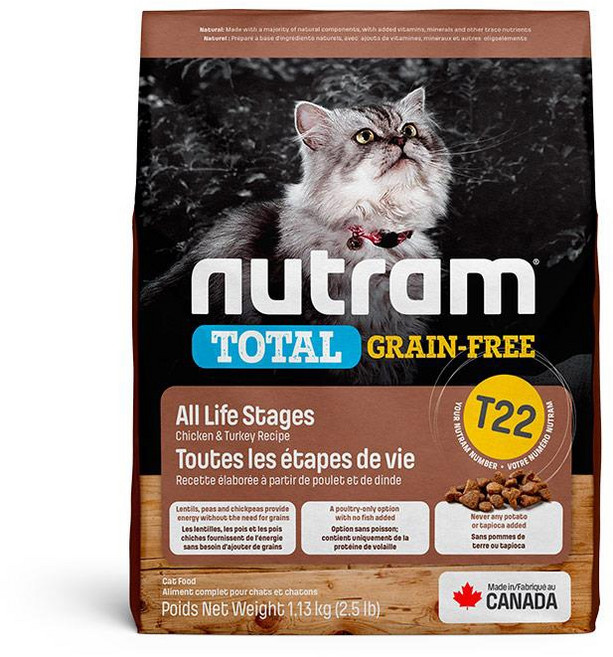 紐頓Nutram 無穀全能貓糧 均衡健康配方 成貓/老貓 雞肉+鮭魚 1.13kg, 1個, T22無穀挑嘴全齡貓（火雞+雞肉）