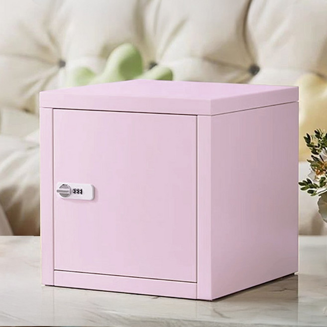 데스텀 철제 미니 캐비넷 비밀번호 가정용 개인용 미니금고, 연핑크