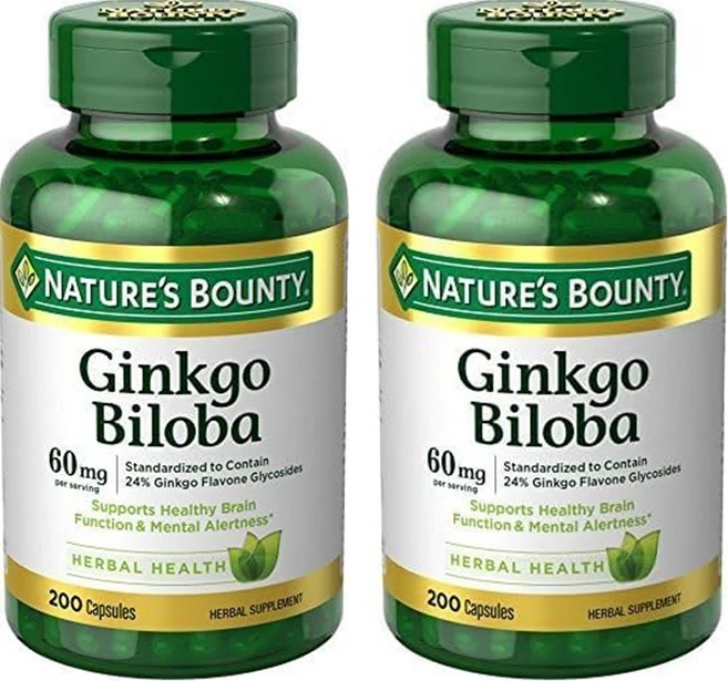 1+1 네이처스바운티 징코빌로바 은행나무 추출물 30mg 200 캡슐 허브 Ginkgo, 2개, 200정 - 쿠팡