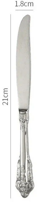 럭셔리 궁전 칼 세트 스테인레스 스틸 스테이크 나이프 포크 홈 완벽한 식기 커피 주방 용품, 02 Silver Dessert Knife