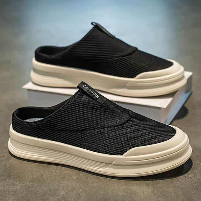 ROYALBELLE 남성 캐주얼 메쉬 통기성 반오픈 이지웨어 슬립온 사무실용 슬립형 슬리퍼 K080710