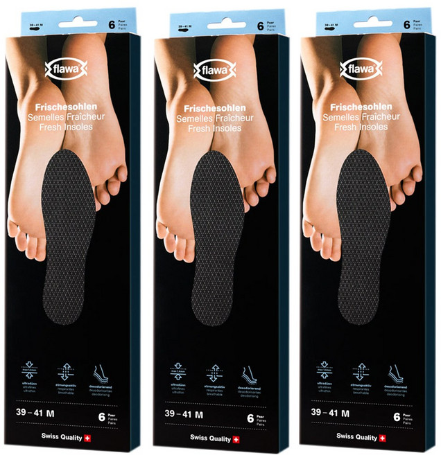 플라와 프레쉬 인솔 18켤레 스위스 얇은 1mm 일회용 깔창 발냄새 제거 발땀 흡수 맨발용 구두 운동화 신발