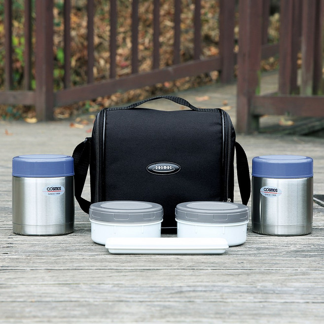 코스모스 알찬 만능 두개도시락 WJ-825 올스텐 (0.7L+0.7L) 보온도시락/보온보냉도시락