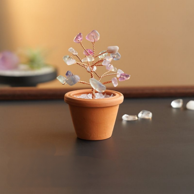 비즈 보석 크리스탈 화분 완제품, 퍼플 크리스탈