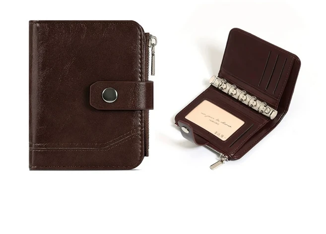 새로운 다기능 레트로 PU 멀티 카드 지갑 2단 M5 바인더 부기 장부 언제든지 수입 및 지출, 06 Coffee