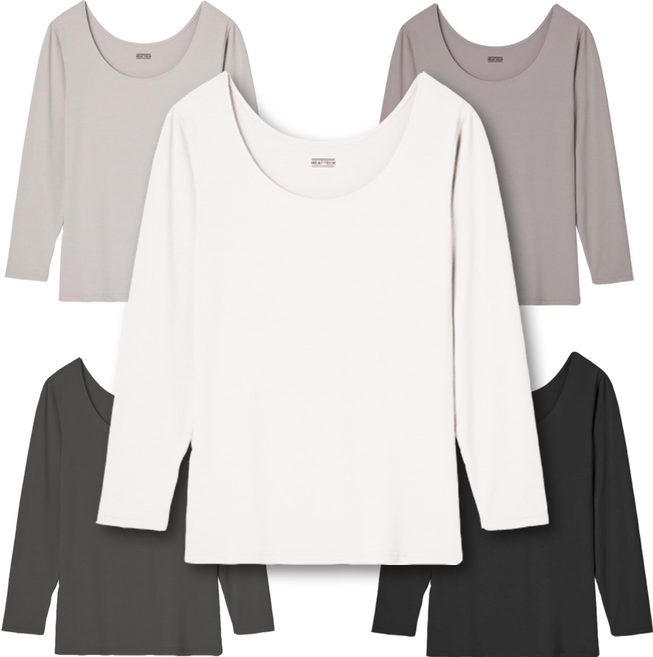 유니클로 여성 히트텍 U넥 티셔츠(8부)