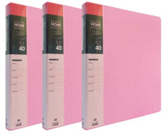 러빙홈 오렌지오피스 A4 3공 O링 클리어 바인더화일 40p, 핑크, 6개
