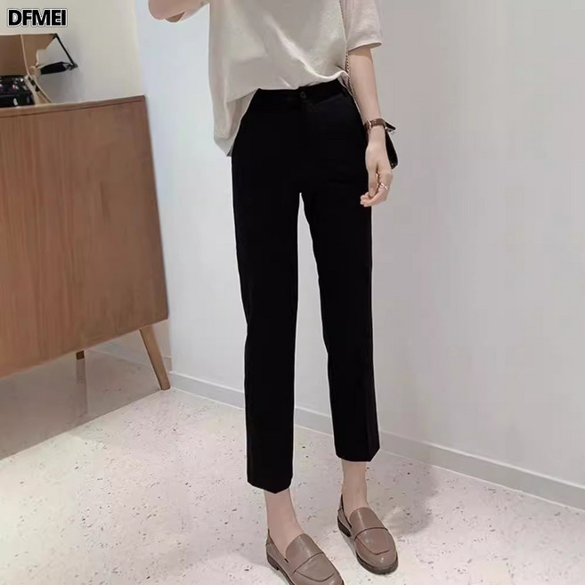 DFMEI 黑色煙管褲女春夏薄款百搭年新款百搭休閒八分九分小個子西褲