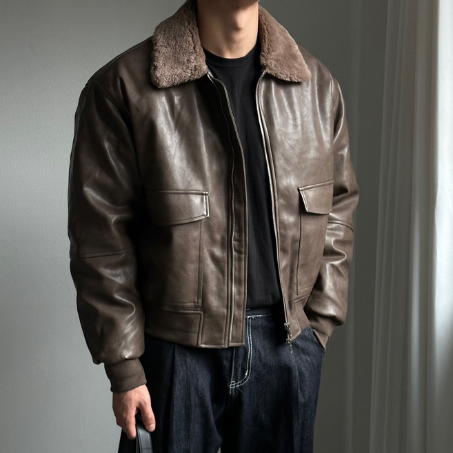 르위 데일리 양털 가죽 무스탕 남녀공용