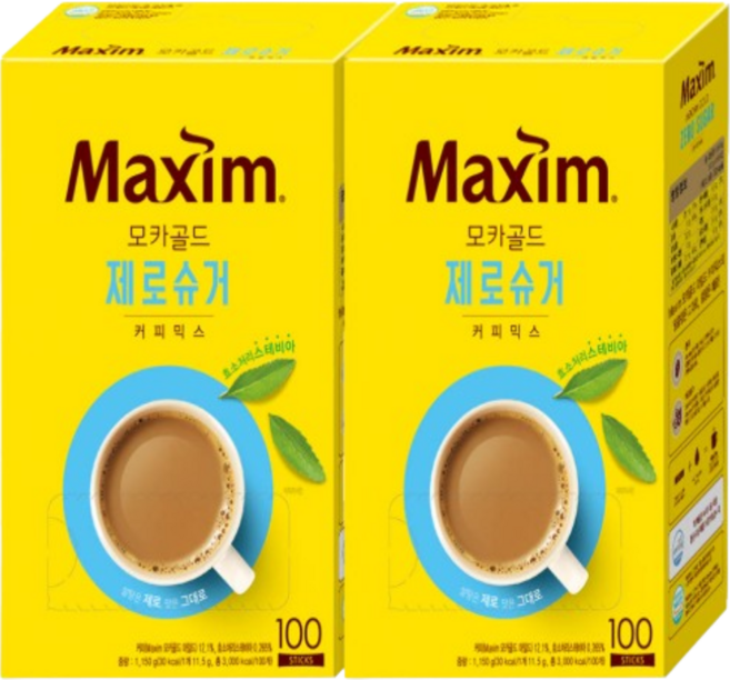 [맥심]모카골드 커피믹스 제로슈거, 2개, 12g, 100개입