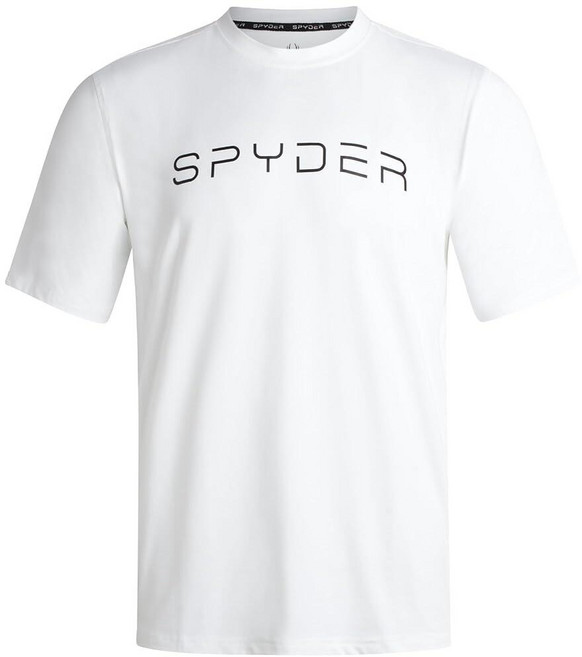 Spyder 남성용 티셔츠 - 애슬레틱 퍼포먼스 반소매 러닝 운동 티 - 수분 흡수 크루넥 셔츠 남성용 화이트 슬리브 로고 S