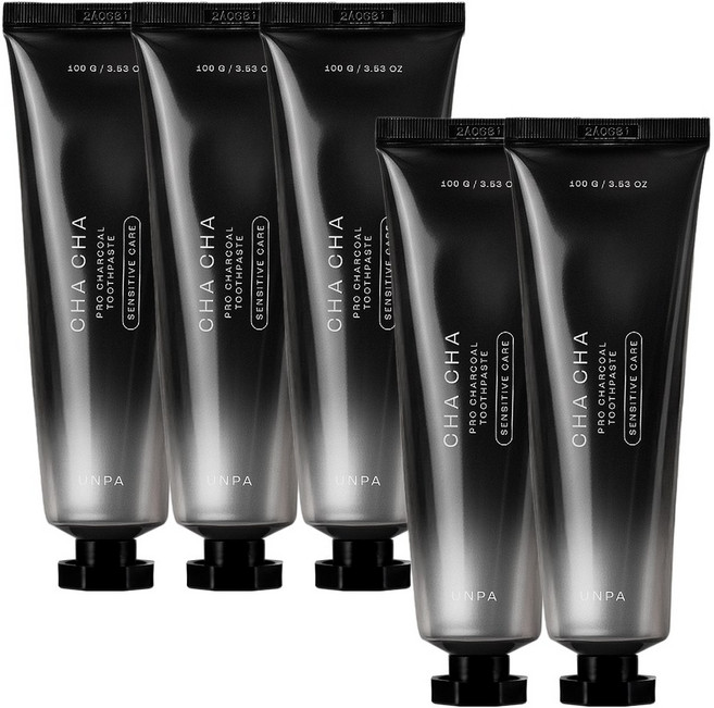 언파 차차 PRO 차콜 고불소 충치예방 시린이치약, 100g, 5개