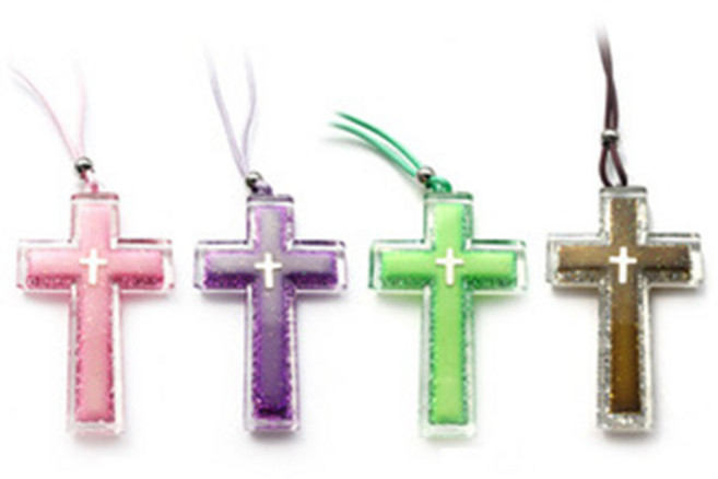 십자가 목걸이 야광 (대) (4컬러 옵션선택), 1.분홍색, 1개