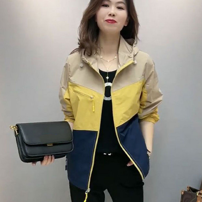 휠렉스 여성 봄 바람막이 점퍼 후드 집업 컬러블록 간절기 아우터 JT329