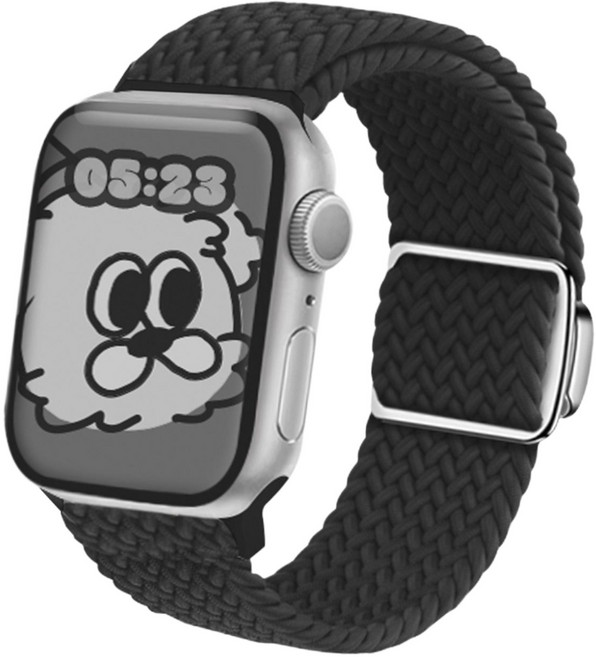 애플워치 호환 브레이드 솔로루프 스트랩 밴드, 블랙, 1개