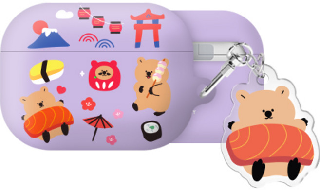 쿼카 여행 에어팟3 하드 케이스 +아크릴 키링 세트, AirPods(3세대), 쿼카 여행_일본, 1개
