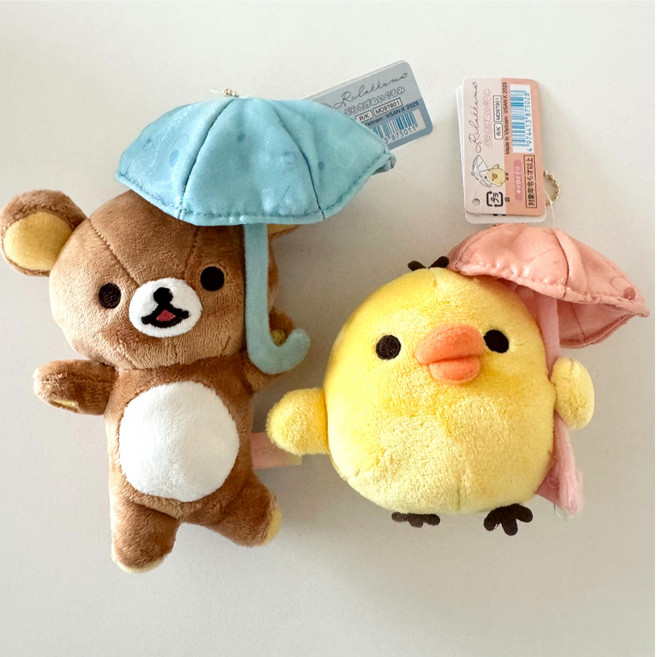 산엑스 정품 비온뒤맑음 우산 리락쿠마 부라사게 봉제인형 키링 키홀더, 1개