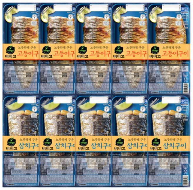 비비고 노릇하게구운고등어구이60gx5 + 노릇하게구운삼치구이60gx5(냉동), 60g, 1개