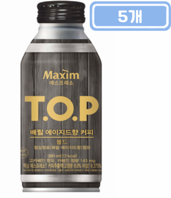 맥심 TOP 배럴 에이지드향 커피 볼드 380ml, 5개