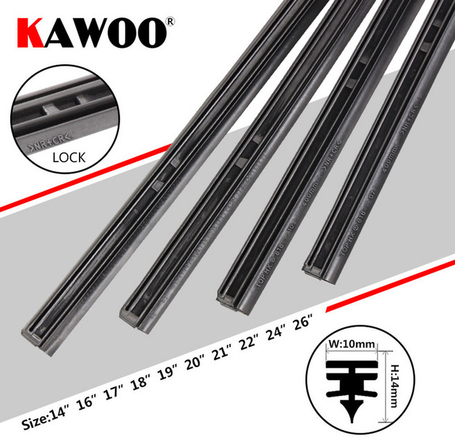 차량 삽입 14 개입 17 22 블레이드 10mm 천연 KAWOO자동차 19 18 20 고무 16 와이퍼 액세서리 24 26 스트립 21, 4pcs 18 inch 450mm