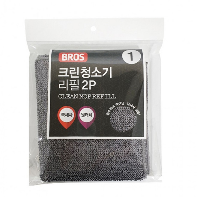 0187 교체형걸레 리필2p (32x29) 극세사 f크린청소기, 1개