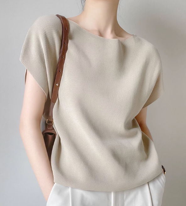 [베리트] 가오리 니트 반팔 블라우스 티셔츠 VT-649