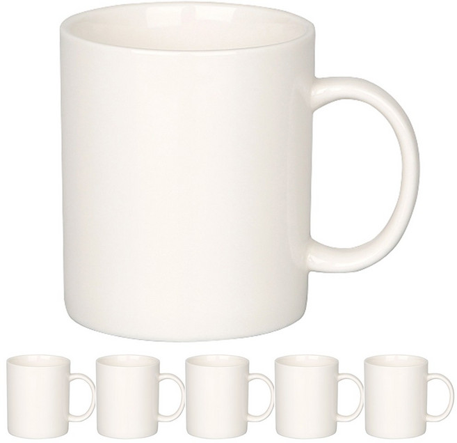 13온스 화이트 머그컵 카페 커피 도자기 머그잔 유광, 6개