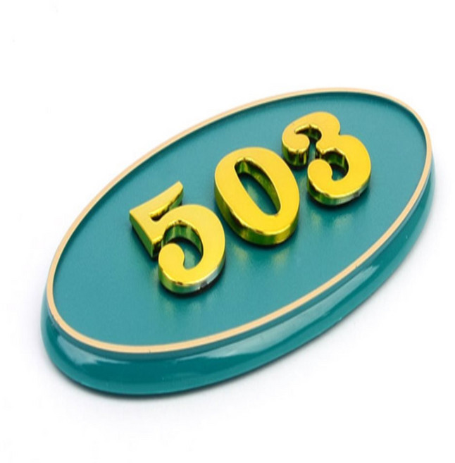 지크라운 타원형 입체 호실판 초록 1P 우편함번호판 우편함스티커, 108, 108