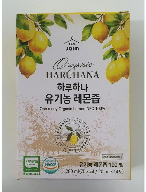 JAIM CAFE HARUHANA ORGANIC LEMON NFC 하루하나 유기농 레몬즙, 280ml, 1개