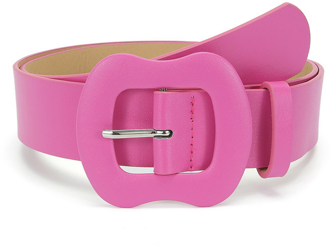 캔디 컬러의 작은 상큼한 여성 와이드 벨트 패션 호이스트 버클 솔리드 장식 데님 원피스치마끈