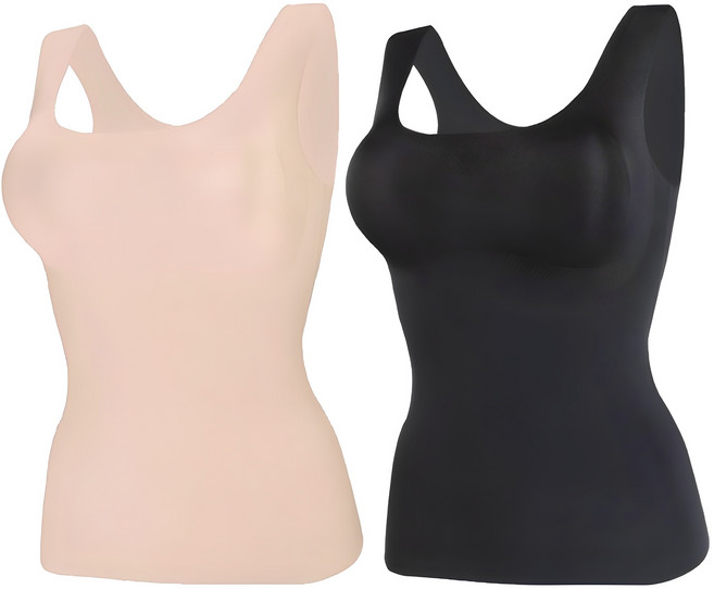 1+1 2종세트 심리스 브라런닝 나시 캐미솔 노와이어 캡나시 노라인 볼륨업 몸매보정 2P