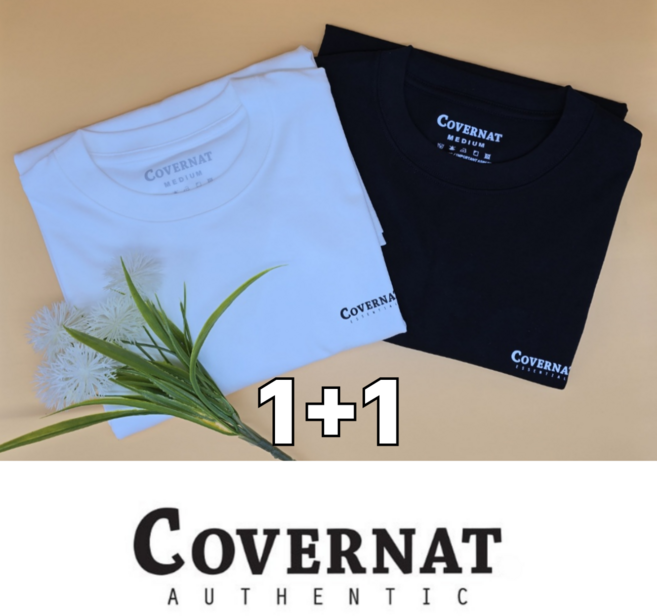 [정품보장] 커버낫 기본 반팔티 오버핏 티셔츠 쿨코튼 블랙 화이트 2장 세트