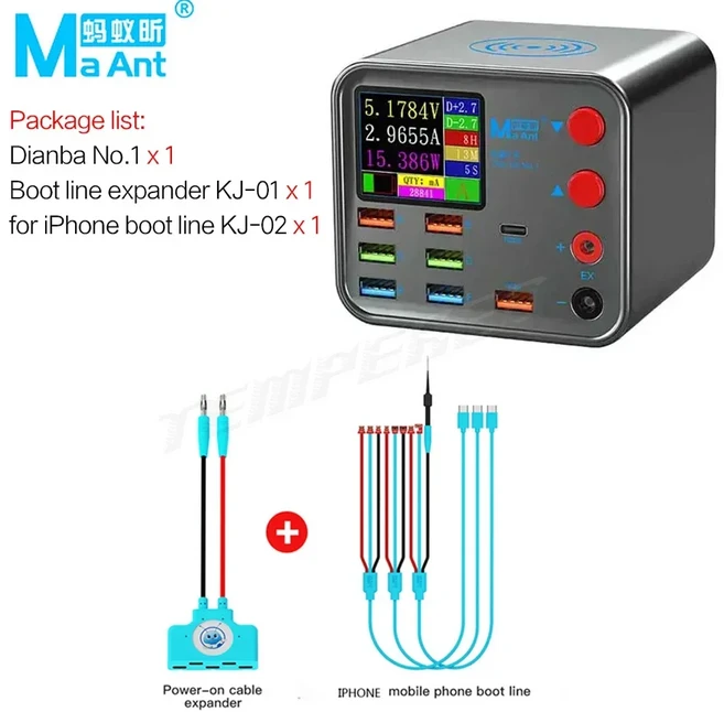 MAant DianBa 무선 스마트 충전 QC 3.0 8 USB 포트 무선 충전 도크 LCD 디스플레이 휴대폰 충전 도구 세트, 02 110V US, 10 No.1 Set C