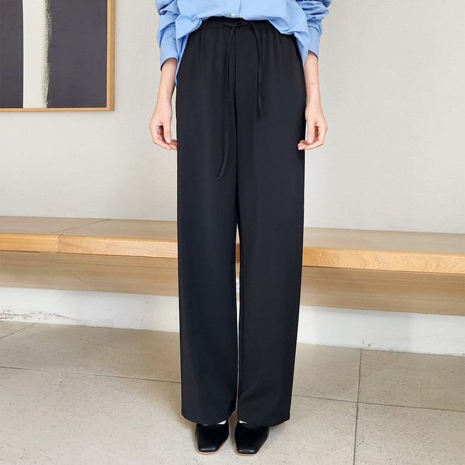 밴딩 고무줄 와이드 팬츠 바지 롱/숏버전 키작녀 [찰랑 무지]