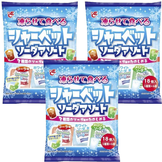 AceBakery 冷凍食用雪酪蘇打 綜合口味 可樂 + 白蘇打 + 哈密瓜蘇打 18入, 3個, 360g