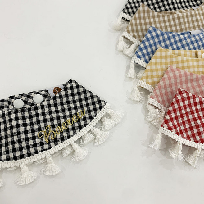 유앤펫 강아지 고양이 비쥬 태슬 케이프 스카프 케이프 (이름 자수 각인), 레드, 1개