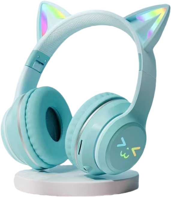 JODDDA 헤드폰 에어팟 귀엽다 고양이 귀 HIFI 입체 음향 효과 ENC 물리적 노이즈 캔슬링 고화질 음성, BT-618, 녹색