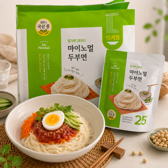 (초코크리스피 증정) 코스트코 마이노멀 두부면 저칼로리 소면 글루텐프리 다이어트면, 12개, 130g