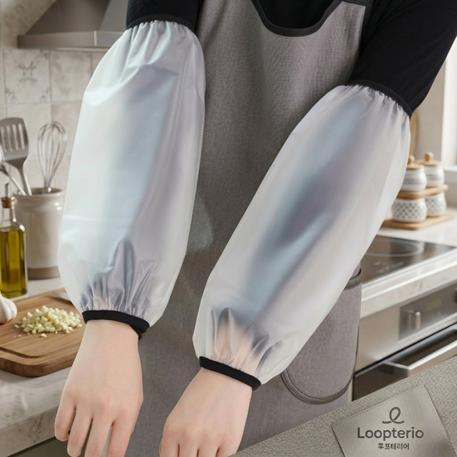 [1+1][2+2]루프테리어 다용도 방수 기름방지 팔토시, (2+2) 2개 4세트, 화이트