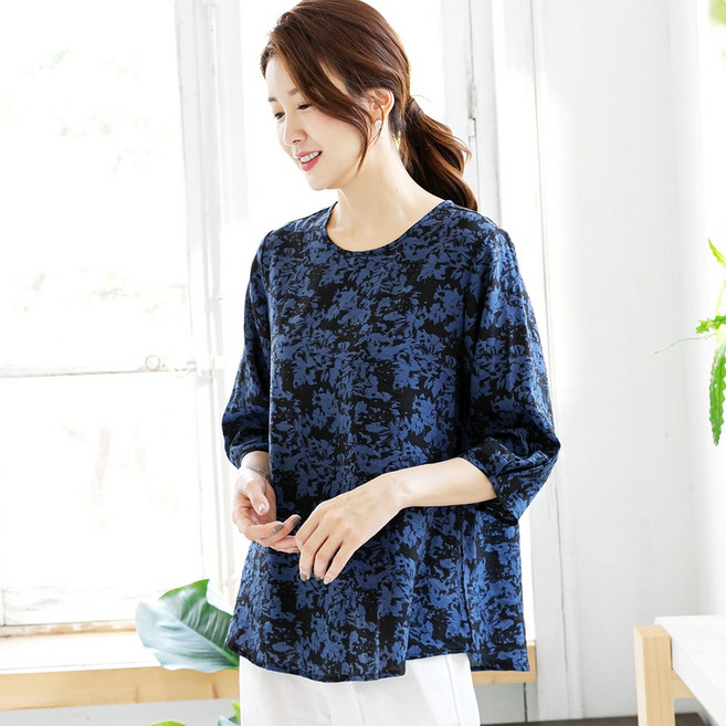 물론 여성용 인견 7부소매 패턴 블라우스