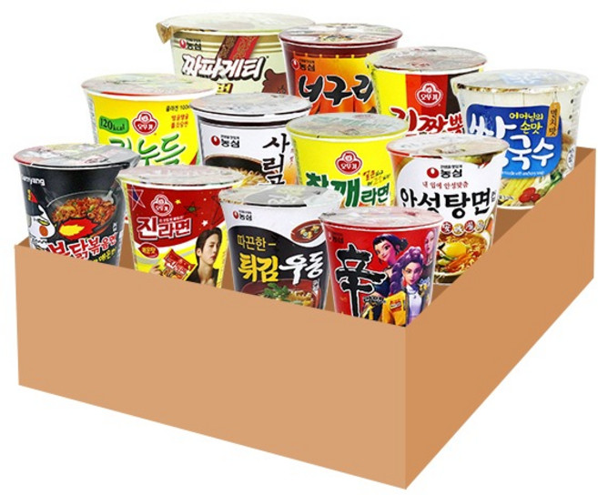 (농심 오뚜기) 12가지 맛 컵라면 소컵 컵라면 세트 작은컵, 1개