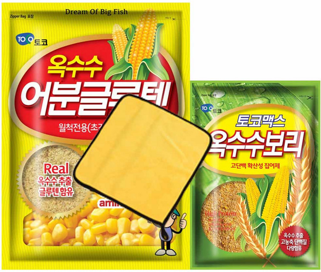 D-FISHING 찰옥보리 민물낚시 떡밥 세트 옥수수보리+옥수수어분글루텐+낚시수건, 1세트, 700g