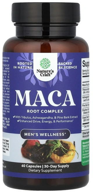 Nature's Craft Men's Wellness Maca Root Complex 60 Capsules, 60 Count, 1개, 60정 - 쿠팡