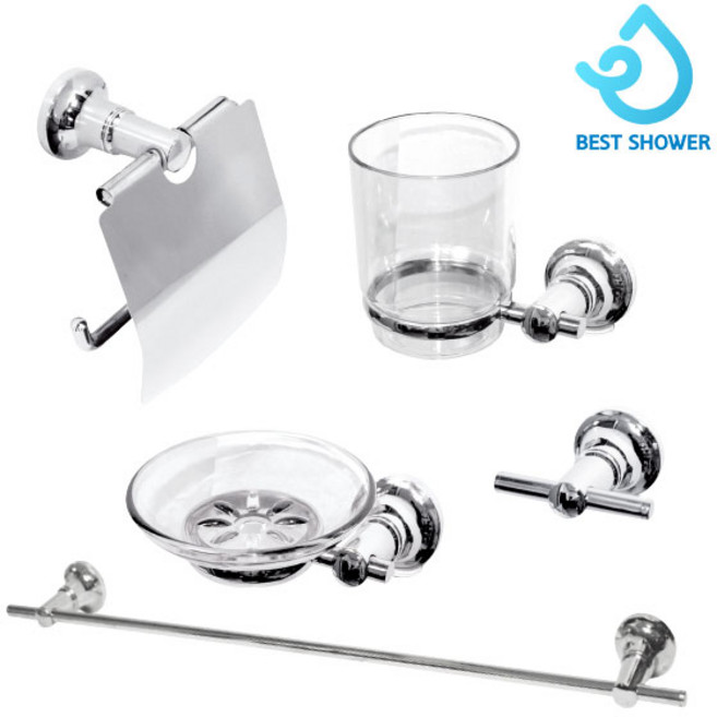 베스트샤워 스텐 화장실 욕실 용품 악세사리 4종 5종세트, 01.욕실악세사리 4종세트, 1개